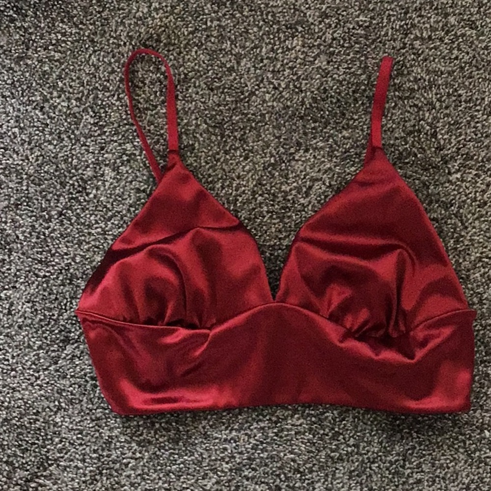 Forever 21 red silk crop top